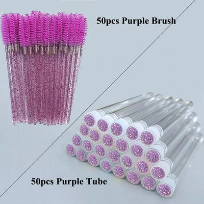 50Pc Reusable Eyebrow Brush Tube Eyelash Brush Eyebrow Brush Replaceable Dust-proof Sparkling Diamond Makeup Brush