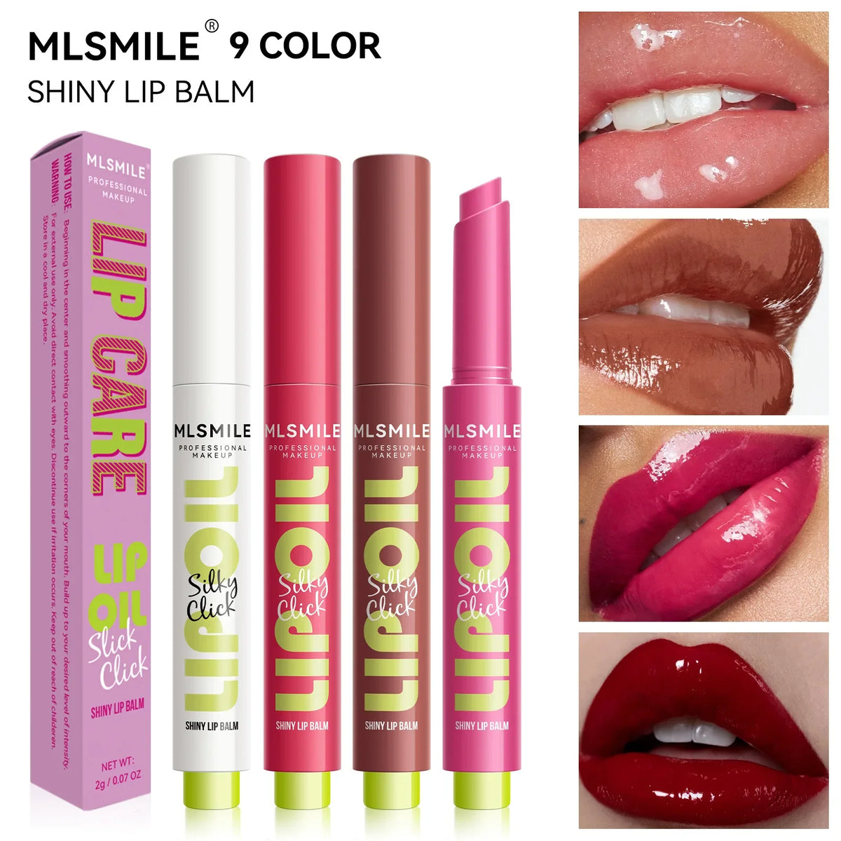 multicolor Silky Click Lip Care Hydrating Solid Lip Gloss with Radiant Mirror Shine, Effortless Press Long-Lasting