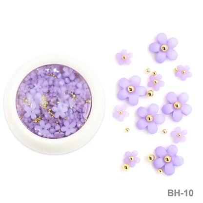 White Acrylic Flower Nail Art Decorations Mixed Size Rhinestones Red Blue Gem Manicure Tools Accessories DIY Nails Design 5g