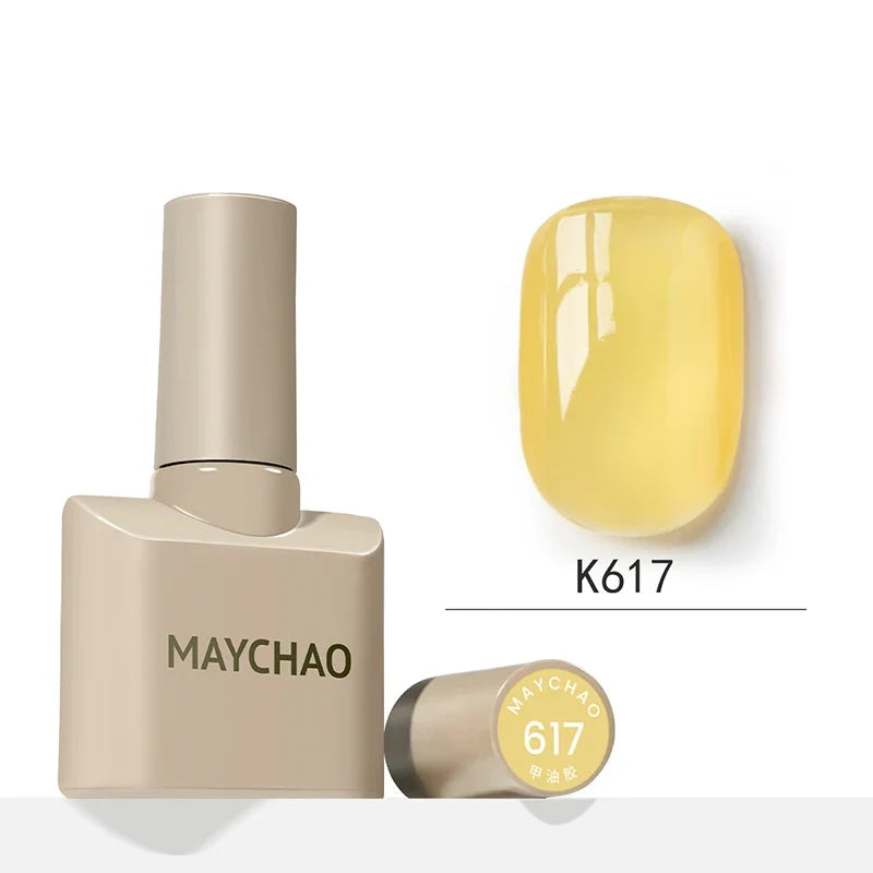 MAYCHAO 12ml Jelly Gel Nail Polish Semi Permanent Top Coat Soak Off UV LED Gel Art Nail Varnish Manicure Long Lasting Nail Gel
