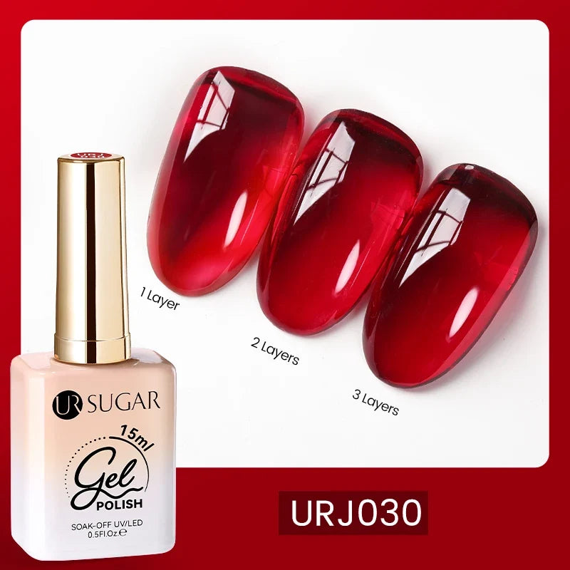 UR SUGAR 15ml Fiber Rubber Base Gel Upgrade Broken Nail Repaired Fiberglass Clear Quick Building UV Construction Gel Soak Off