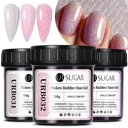 UR SUGAR 150g Rubber Base Gel Nail Polish Sparking Aurora Glitter Rubber Varnish Soak Off Semi permanent UV LED Gel Manicure
