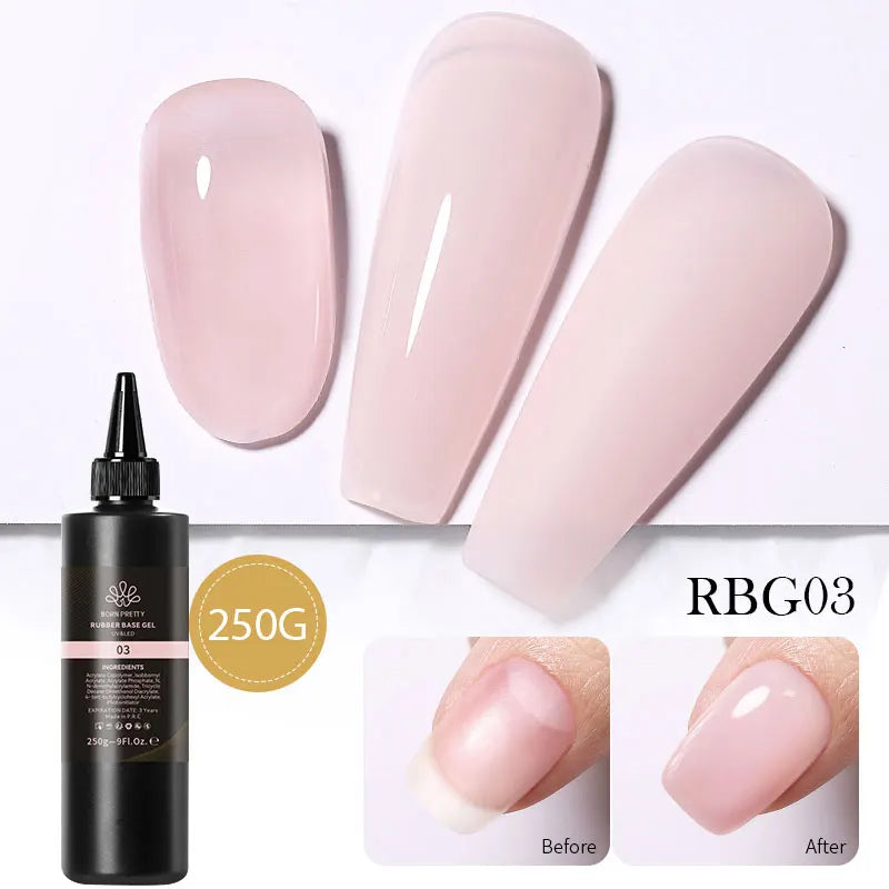 BORN PRETTY 250g Pure Black White Color Gel Nail Polish Semi Permanent Jelly Nude Gel Refilled Package Soak Off UV LED Gel