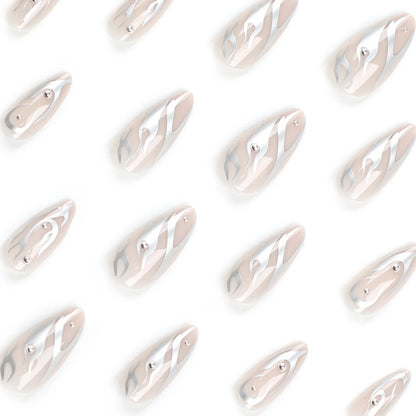 24 fake nails, fashionable wearable nails, ladies press nails, including 1 nail glue and 1 nail file