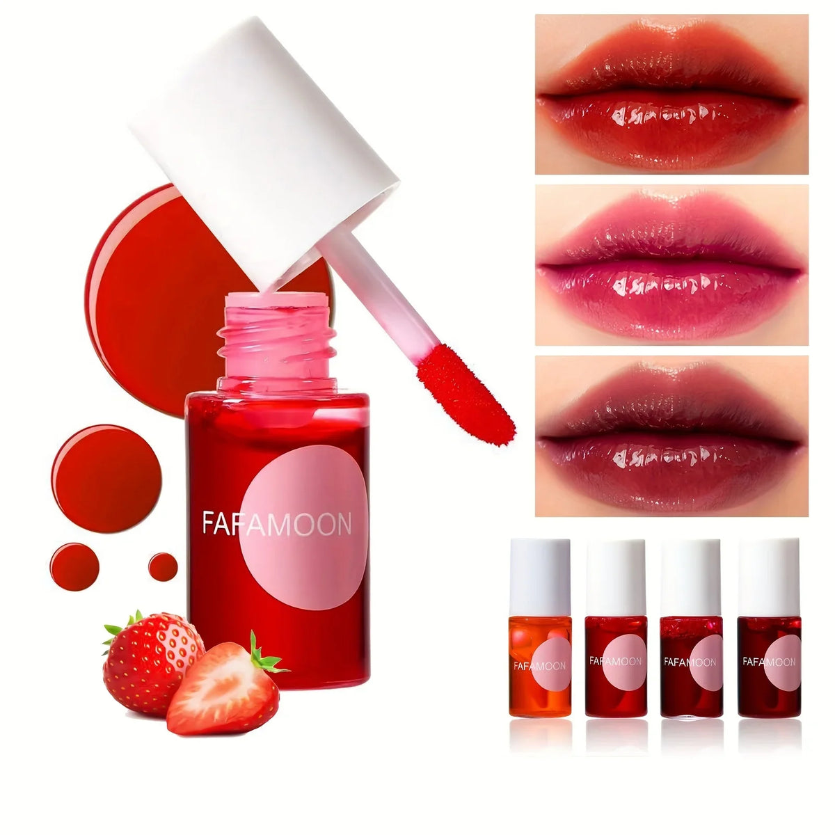 Fruity Lip Tint Water Gloss Tint, Moisturizing Waterproof Liquid Lipstick, Non-Stick, High Pigment, Long-Lasting Vibrant Colors
