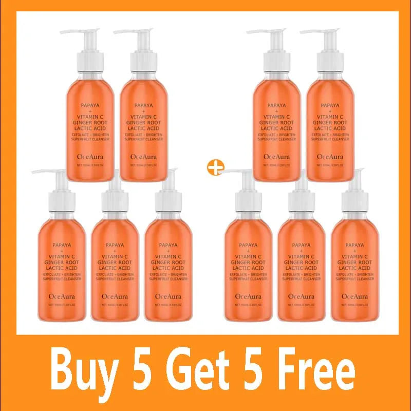 Oceaura Papaya Facial Cleanser Exfoliating Oil Control Deep Cleaning Pore Shrinking Blackhead Remover Dirt Brightening Face Wash