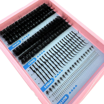 15Rows Lash Clusters Spikes Eyelash Extensions Spiky Lashes Extension Thick Individual Cluster Lashes with Spikes&Bottom Lashes