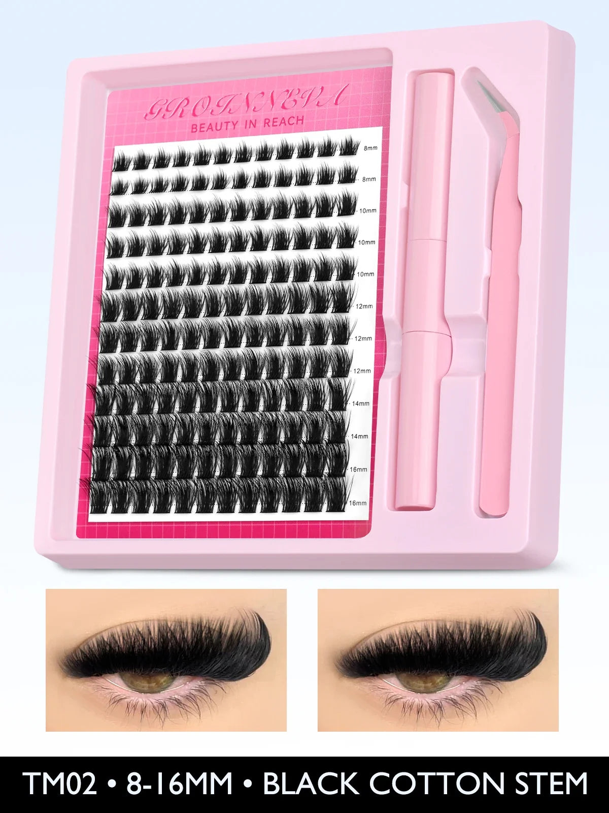 Lash Clusters Kit Fluffy Individual Lashes C Curl Cluster Eyelash Extensions 10-18mm DIY Lash Extension Kit Lash Bond and Seal