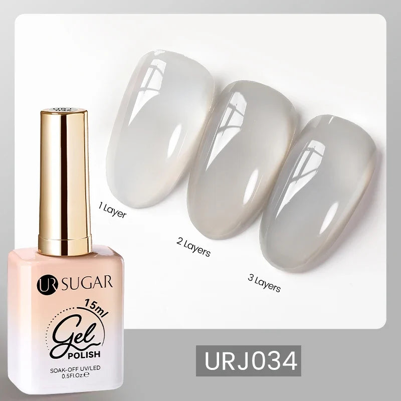 UR SUGAR 15ml Fiber Rubber Base Gel Upgrade Broken Nail Repaired Fiberglass Clear Quick Building UV Construction Gel Soak Off