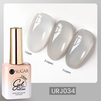 UR SUGAR 15ml Fiber Rubber Base Gel Upgrade Broken Nail Repaired Fiberglass Clear Quick Building UV Construction Gel Soak Off