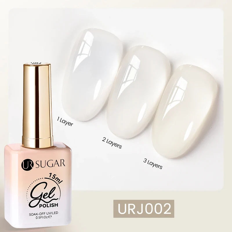 UR SUGAR 15ml Fiber Rubber Base Gel Upgrade Broken Nail Repaired Fiberglass Clear Quick Building UV Construction Gel Soak Off