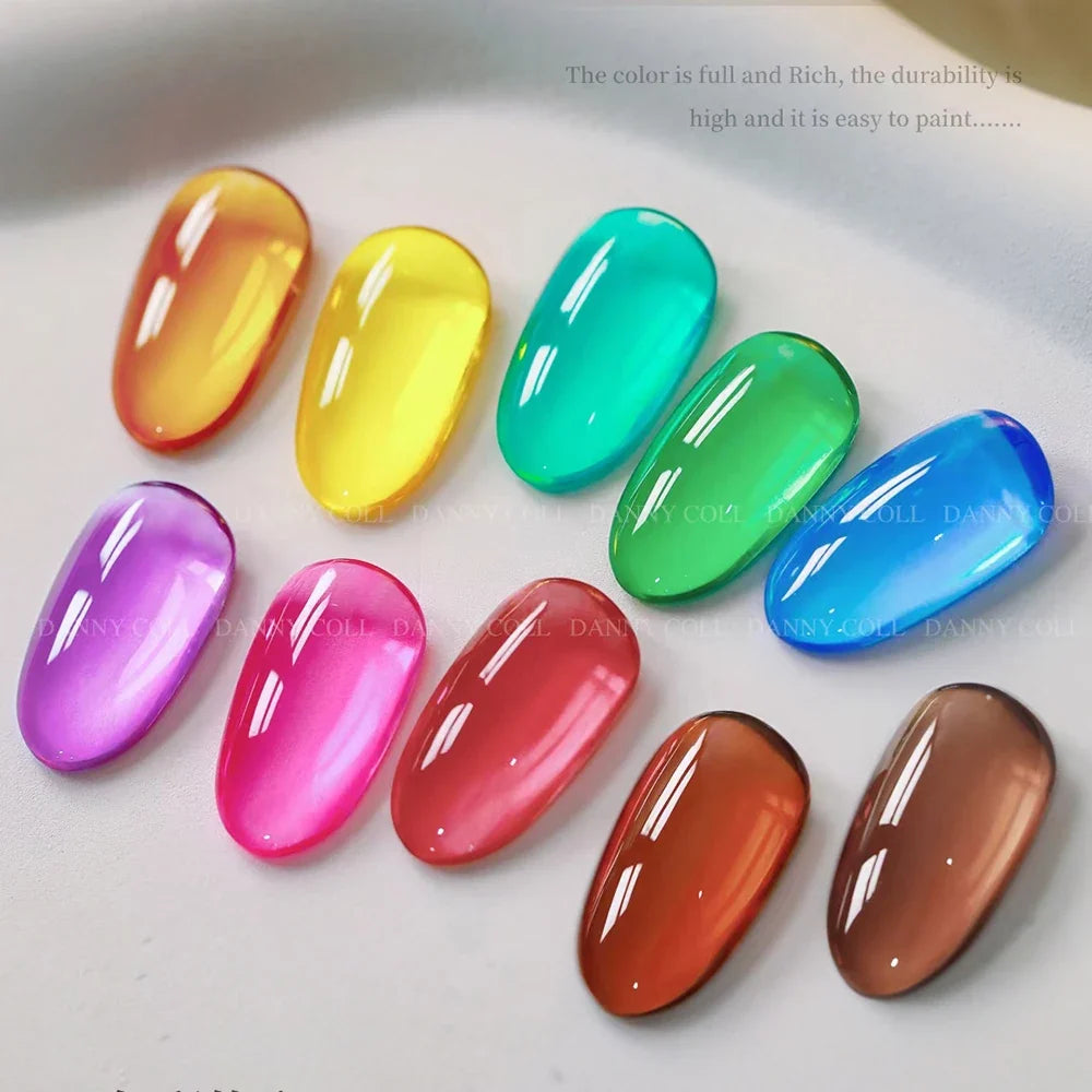 Translucent Glaze Colors Gel Nail Polish Set Varnish Lacquer Jelly Clear Gel Nail Art Gemstone LED&UV Syrup Gel Polish Kit 15ml