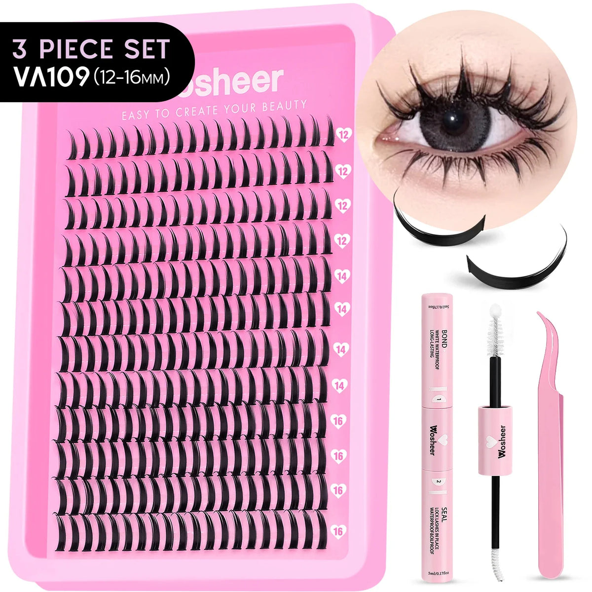 WOSHEER Lash Clusters Kit Lash Spikes Eyelash Clusters Volume Individual Lashes DIY Spiky Lash Extension Manga Clusters Eyelash