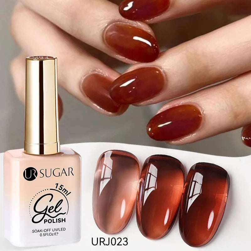 UR SUGAR 15ml Jelly Milky White Translucent Color Gel Polish Semi Permanent UV Gel Nail Art Soak Off Gel Varnish Latest Fashion