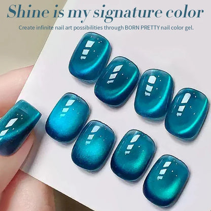 BORN PRETTY 10ml Rhine Lake Blue Cat Magnetic Gel Dark Blue Glitter Soak Off UV Gel Nail Art Varnish Manicure Nail Art Salon