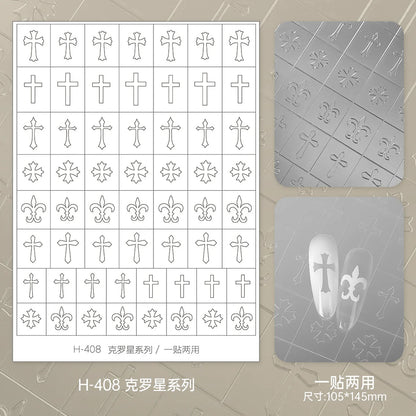 Kaniu Transparent Hollow French Nail Stickers Snowflake Starry Design Nail Art Decal Self-Adhesive Manicure Stencil Template