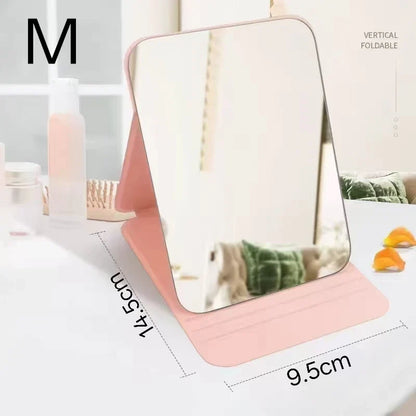 1PC Portable Compact Folding Makeup Mirror - Desktop Size, Suitable for Student Dormitories, Homes, with Storage Function