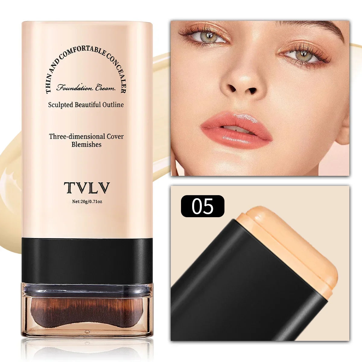 TVLV eraser foundation make-up stick 20g,with brush to brighten skin liquid foundation,non-marking,long-lasting makeup concealer