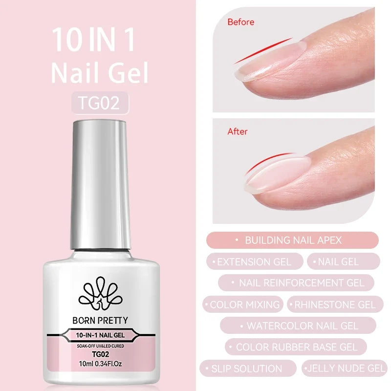 BORN PRETTY Milky White Jelly Nude Gel Nail Polish 10ml White Translucent Soak Off Gel Vernis Semi Permanent Need UV Light Cure