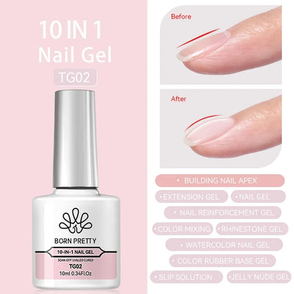 BORN PRETTY Milky White Jelly Nude Gel Nail Polish 10ml White Translucent Soak Off Gel Vernis Semi Permanent Need UV Light Cure