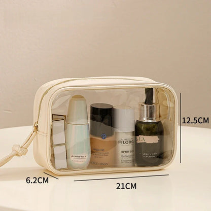 New Fashion Travel Portable Transparent Handheld Makeup Storage Bag Multi purpose Increased Capacity PVC Waterproof Toilet Bag