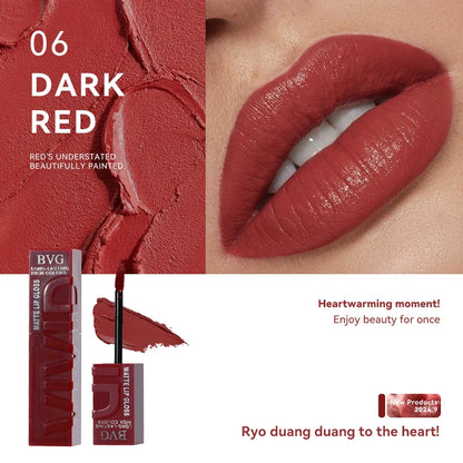 Multi-color matte lasting lip gloss lip gloss, non-greasy, non-fading, high-end warm colors, rich makeup liquid lipstick.