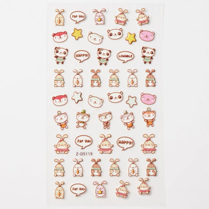 Lovely Cat Nail Decals 3D Animal Cartoon Dog Scrawl Relief Self Adhesive Nail Art Stickers Cute Puppy Kitty Y2K Nails Decoration