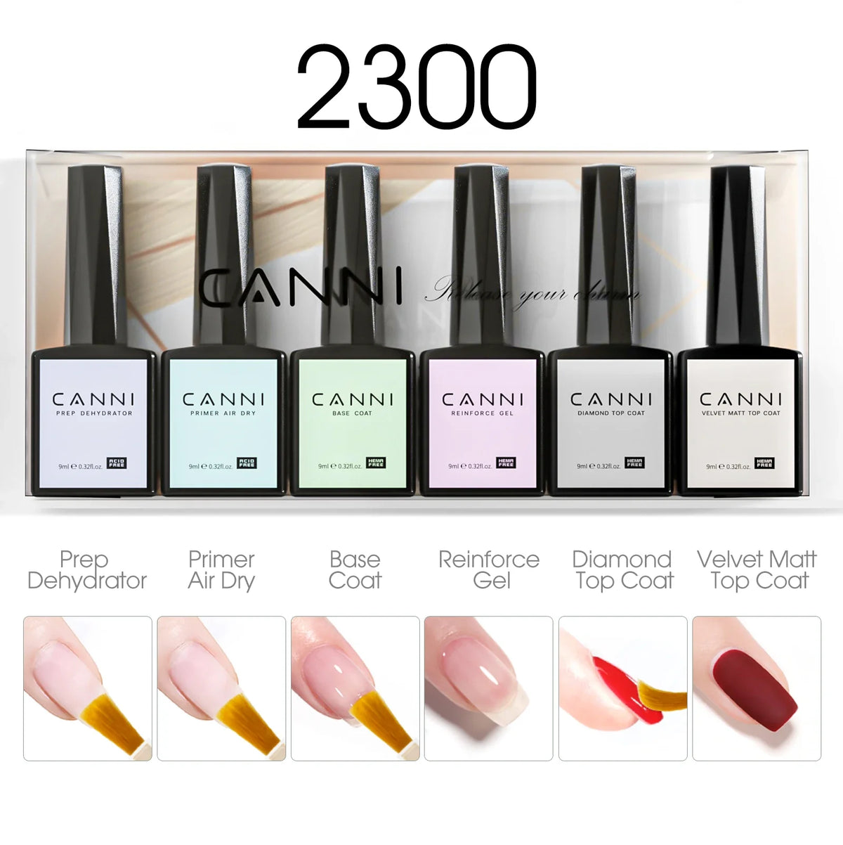 6pcs*9ml CANNI Nail Gel Polish Kit HEMA FREE Jade Jelly Nude Jelly Pink VIP Kit Christmas Gift French Nail Design Natural Color