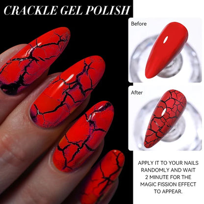 LILYCUTE 7ml Neon Crackle Gel Nail Polish Summer Fluorescent Quick Drying Semi Permanent UV Gel Nail Art Varnish DIY Manicure