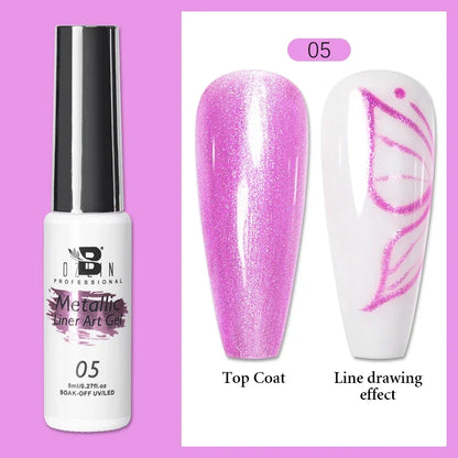 5ML Gold Silver Metallic Liner Paint Gel Polish Chrome Mirror Metal Effect Super Bright French UV LED Semi Permanent Nail Gel