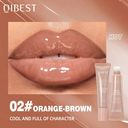 QIBEST Watery Crystal Clear Jelly Lip Oil Lip Balm Moisturizing Smoothing Lip Lines Jelly Pout Lip Gloss Glass Tinted Lip Glaze