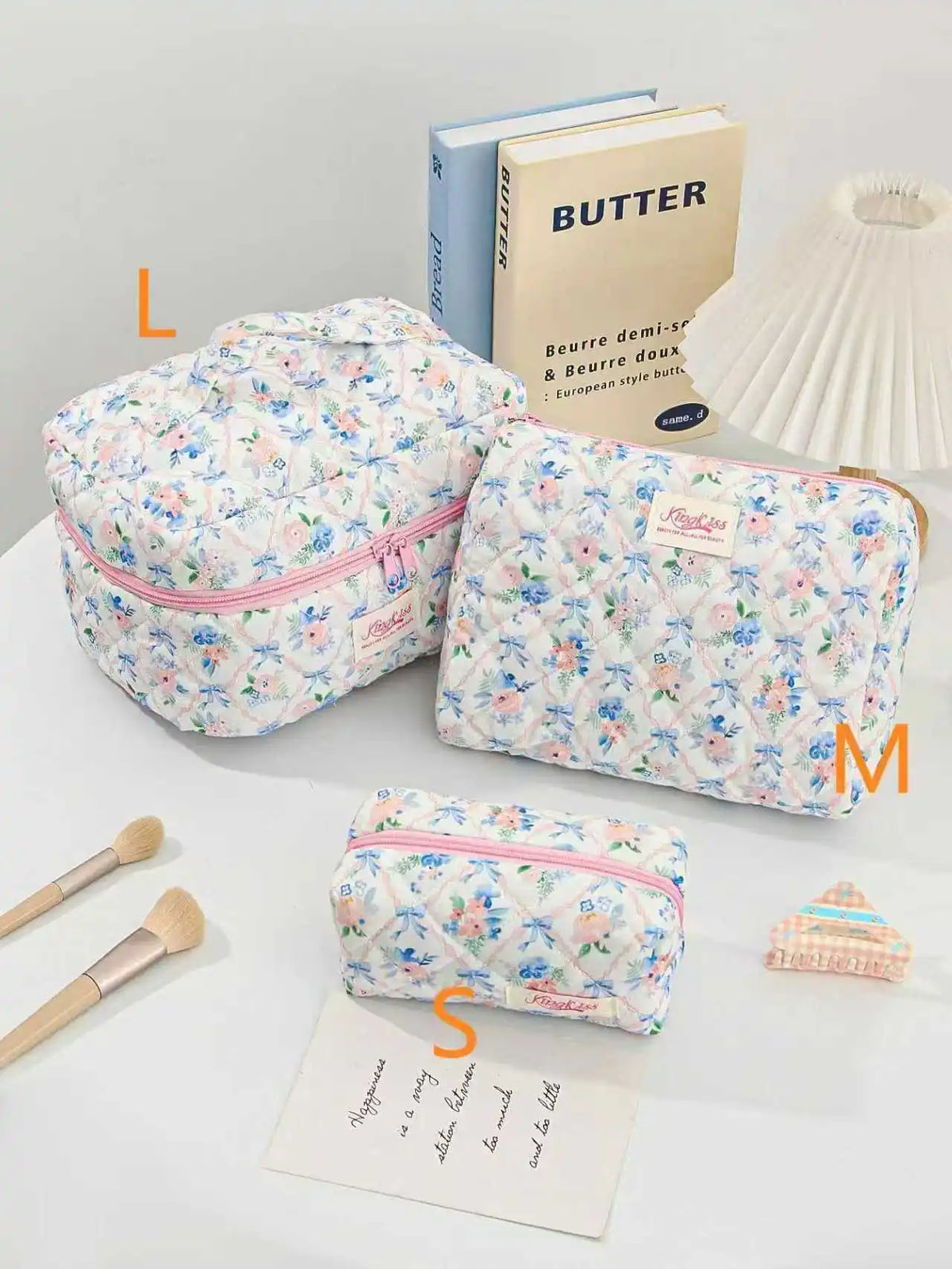 1pcs Cute Quilted Cotton Makeup Bag Women Zipper Cosmetic Organizer Cloth Handbag Box Shape Portable Toiletry Case for Girls