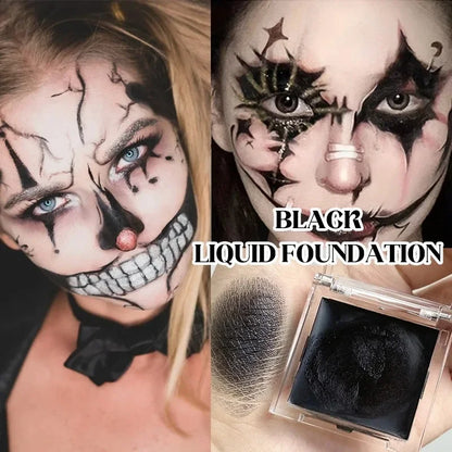 Matte Light White Liquid Foundation Cream Full Coverage Long-Lasting Black&White Cosplay Festival Makeup for All Skin Types