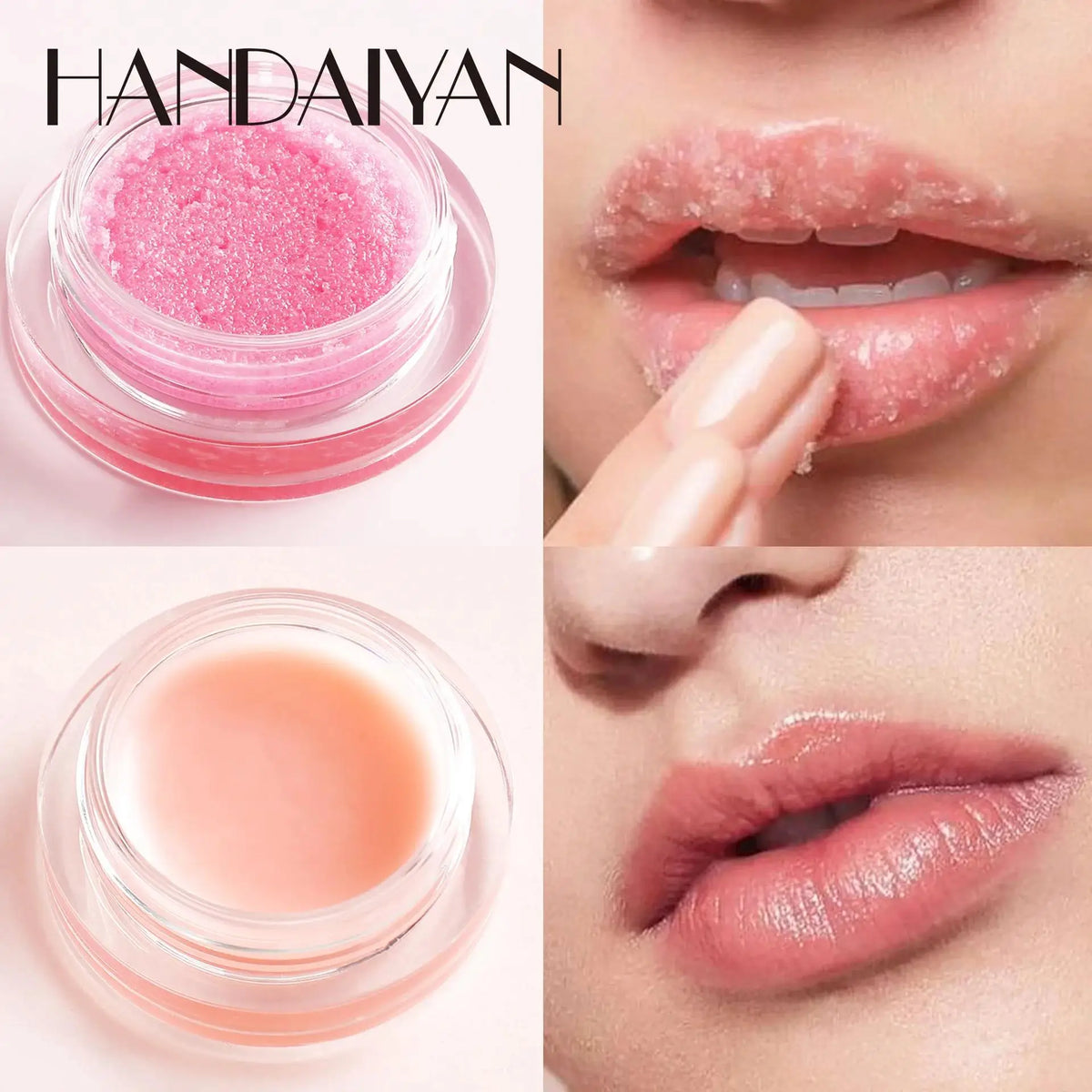 HANDAIYAN 2in1 Lip Scrub Balm Exfoliator Moisturizer Repair Mask Sugar Care Double Effected Hydrating Treatment