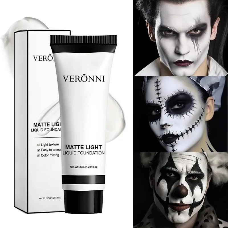 1PC/2PCS White Liquid Foundation 37ml Full Coverage Oil Control Long Lasting for Stage Halloween Cosplay Makeup
