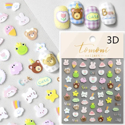 Cute Cat Eye Fishbone Animals Leopard Cat Ginger Cat Kitten Exclamation Point Paw Self Adhesive Nail Art Sticker Manicure Decals