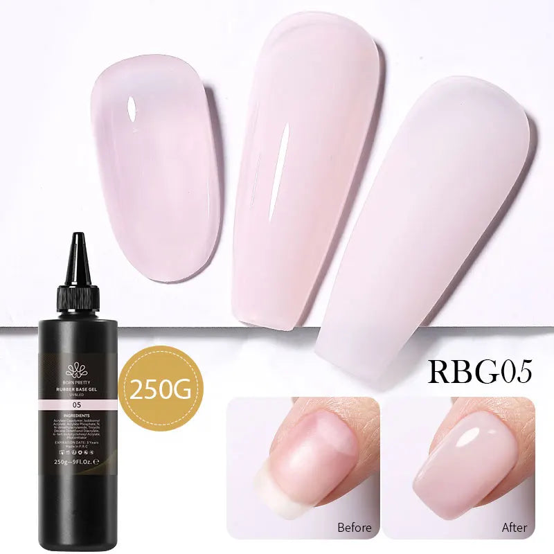 BORN PRETTY 250g Pure Black White Color Gel Nail Polish Semi Permanent Jelly Nude Gel Refilled Package Soak Off UV LED Gel