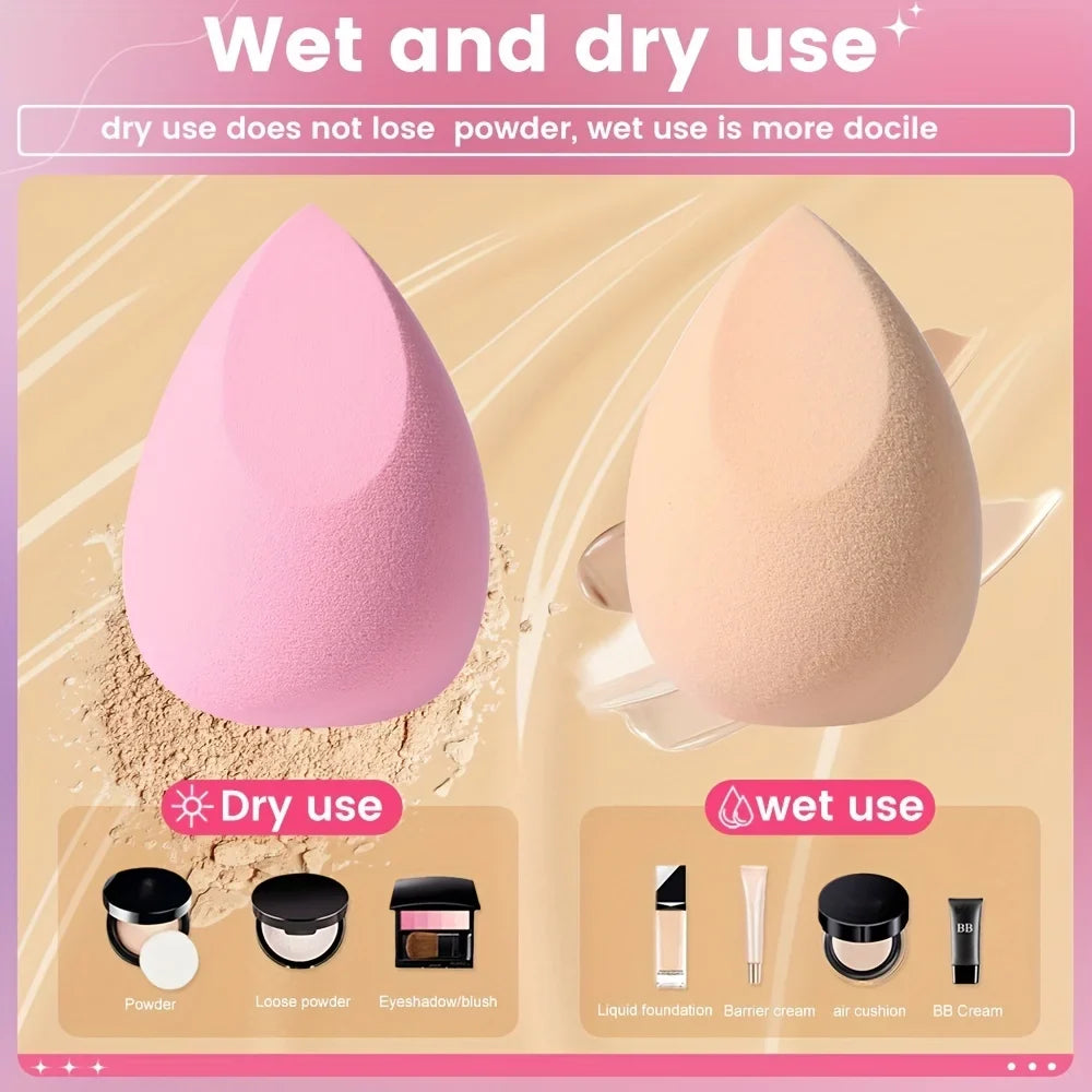 8Pcs Pink Makeup Sponges - Hydrophilic Latex-Free Blenders for Foundation/Powder/Cream | Beginner-Friendly Pro Airbrush Finish