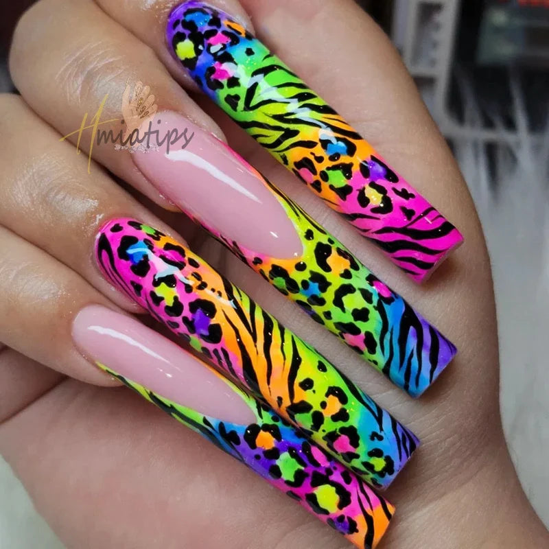 Neon Jelly Animal Nail Foils for Transfer Paper Stickers Sliders Adhesive Wraps DIY Water Leopard Print Nail Art Decorations