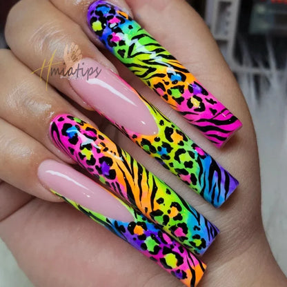 Neon Jelly Animal Nail Foils for Transfer Paper Stickers Sliders Adhesive Wraps DIY Water Leopard Print Nail Art Decorations