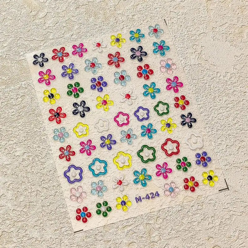 1pc Flower Nail Stickers Summer Floral Leaf Plant 5D Embossed Nail Slider Decals Self-Adhesive Nail Art Supplies Manicure Decor