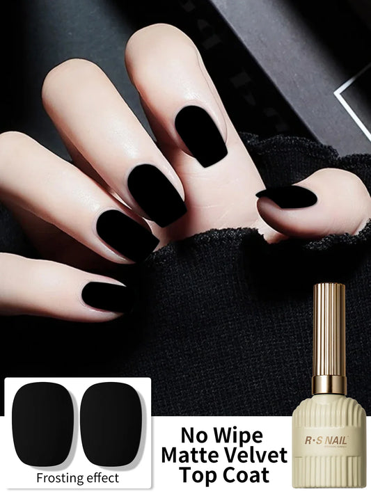 RSNAIL 10g Velvet Matte Top Coat Gel Nail Polish UV Gel Soak Off Semi-Permanent Varnish Clear Matte Top Coat Nail Art Lacquer