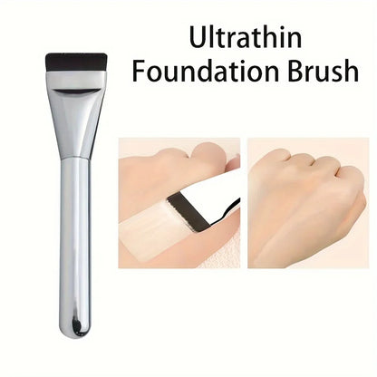 1/2Pc Multi-Use Foundation Ultra-Fine, Hypoallergenic Nylon Bristle Oval Foundation Brush - Perfect for Face Contouring