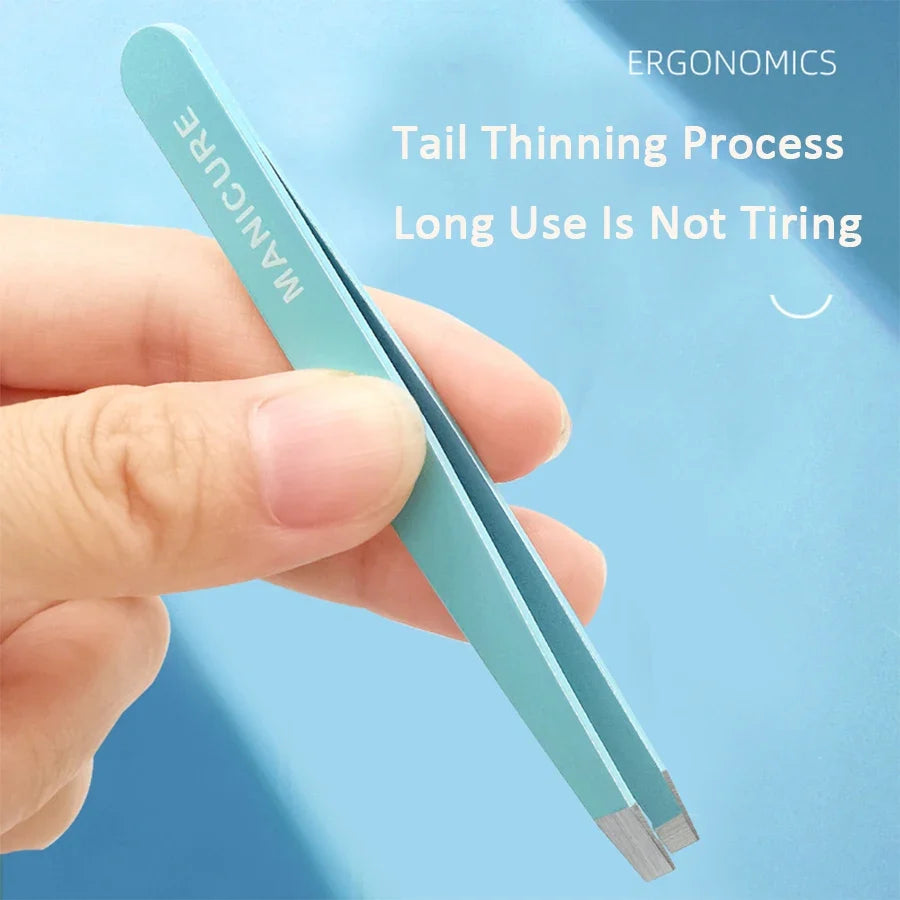 4Pcs High-Quality Eyebrow Tweezer Colorful Hair Beauty Fine Hairs Puller Stainless Steel Slanted Brow Clips Removal Makeup Tools