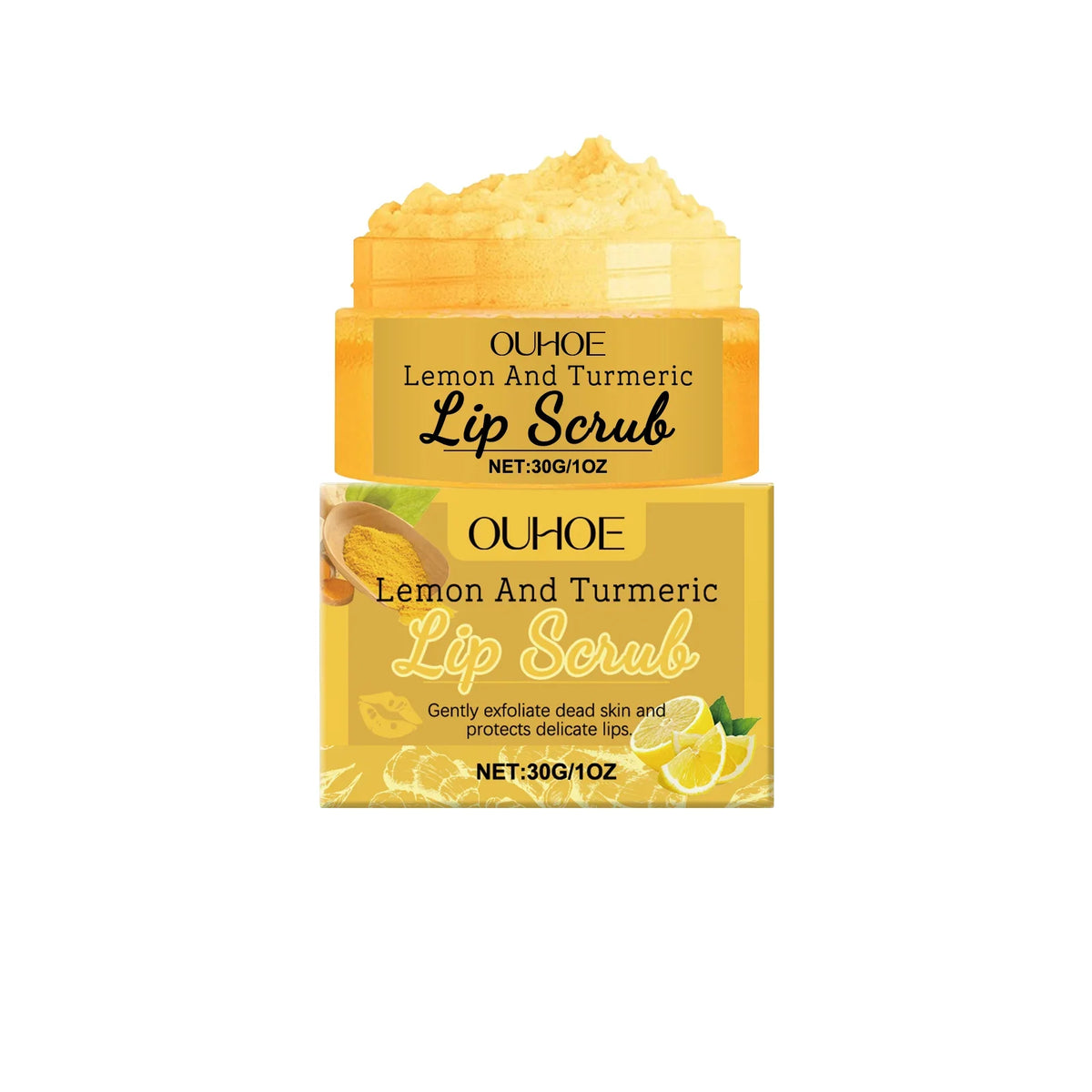 Moisturizing Lip Scrub Rich In Turmeric Lemon Extract Gentle Exfoliator Soften Lips Fade Lip Lines Brighten Lips Skin Care Cream