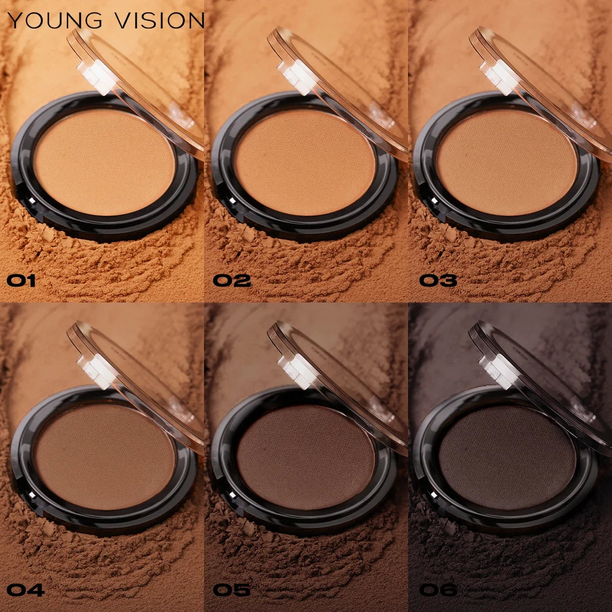 Woman makeup 6-Color Matte Bronze Powder Velvety Smooth Natural Setting Powder Makeup