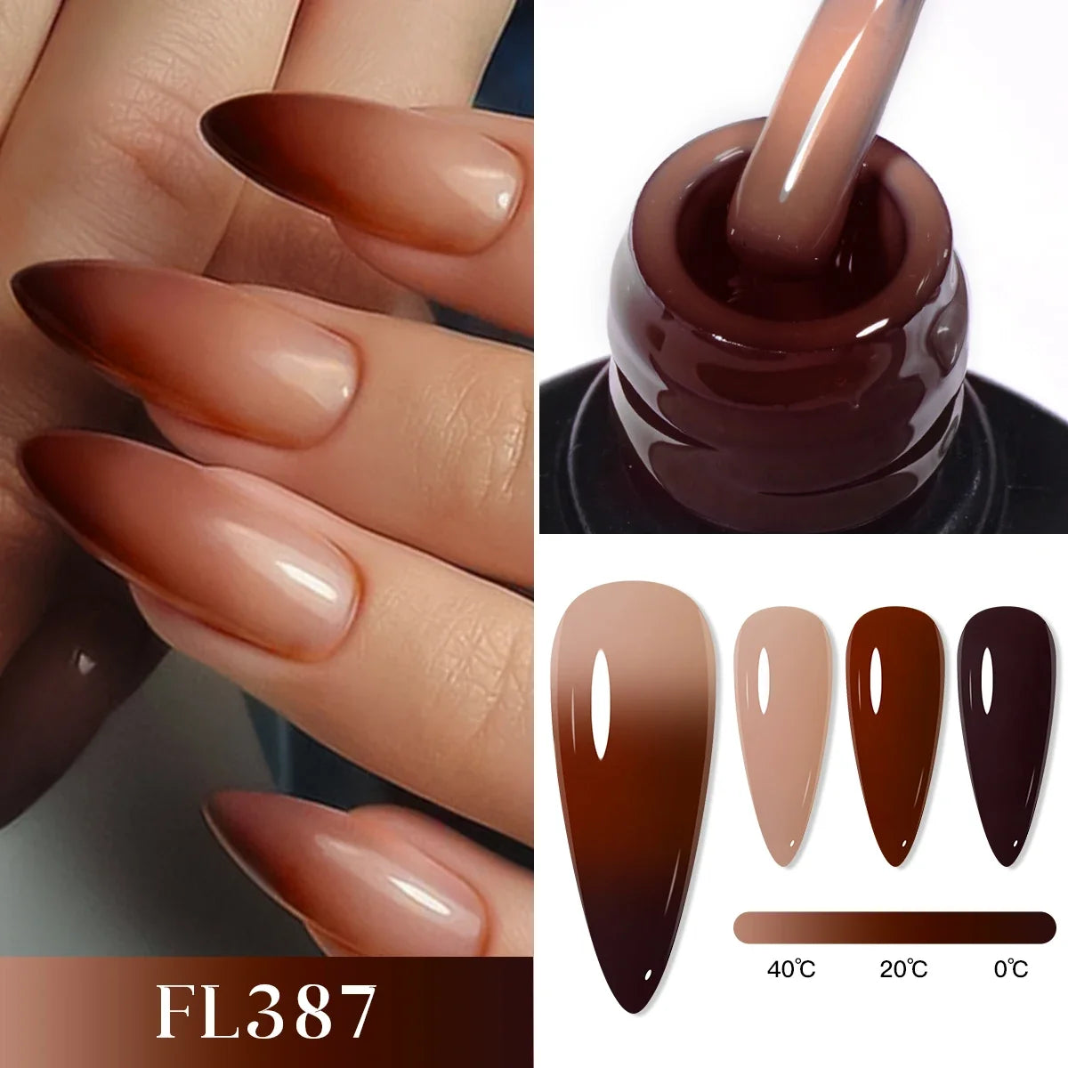FOUR LILY 7ml Thermal Nail Gel Polish 3 Colors Changing Semi Permanent Soak Off UV/LED Nail Supplies Gel for Manicure Design