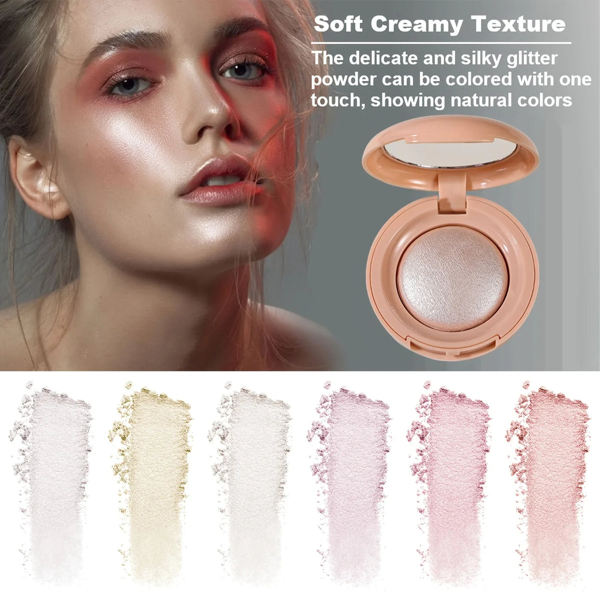Face Highlighter Palette, High Glossy Face Illuminator Palette, Natural Glow Finish, Pearl Shimmer Smooth Baked Powder
