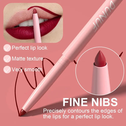 6pcs Matte Lip Liner Set Nude Brown Smooth Rose Red Pigmented Long Lasting Rotatable Lipstick Pencil Kit for Smooth Finish