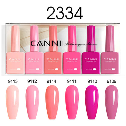 6pcs*9ml CANNI Nail Gel Polish Kit HEMA FREE Jade Jelly Nude Jelly Pink VIP Kit Christmas Gift French Nail Design Natural Color